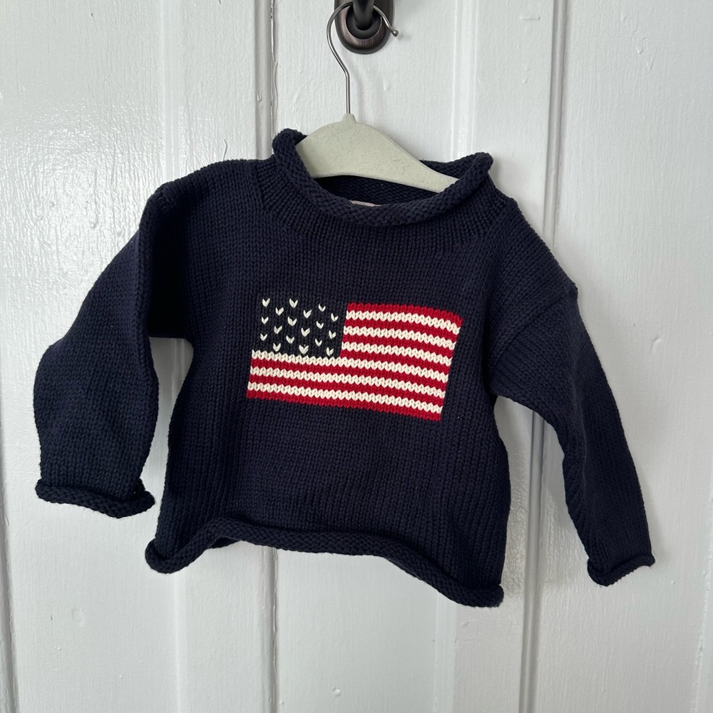 Red Wagon Boston Toddler Navy Sweater with American Flag Design